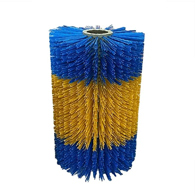 Horse cow rubbing itchy brush