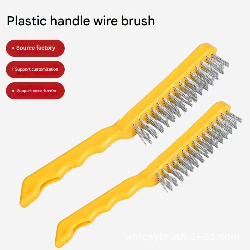 Wire brush with plastic handle