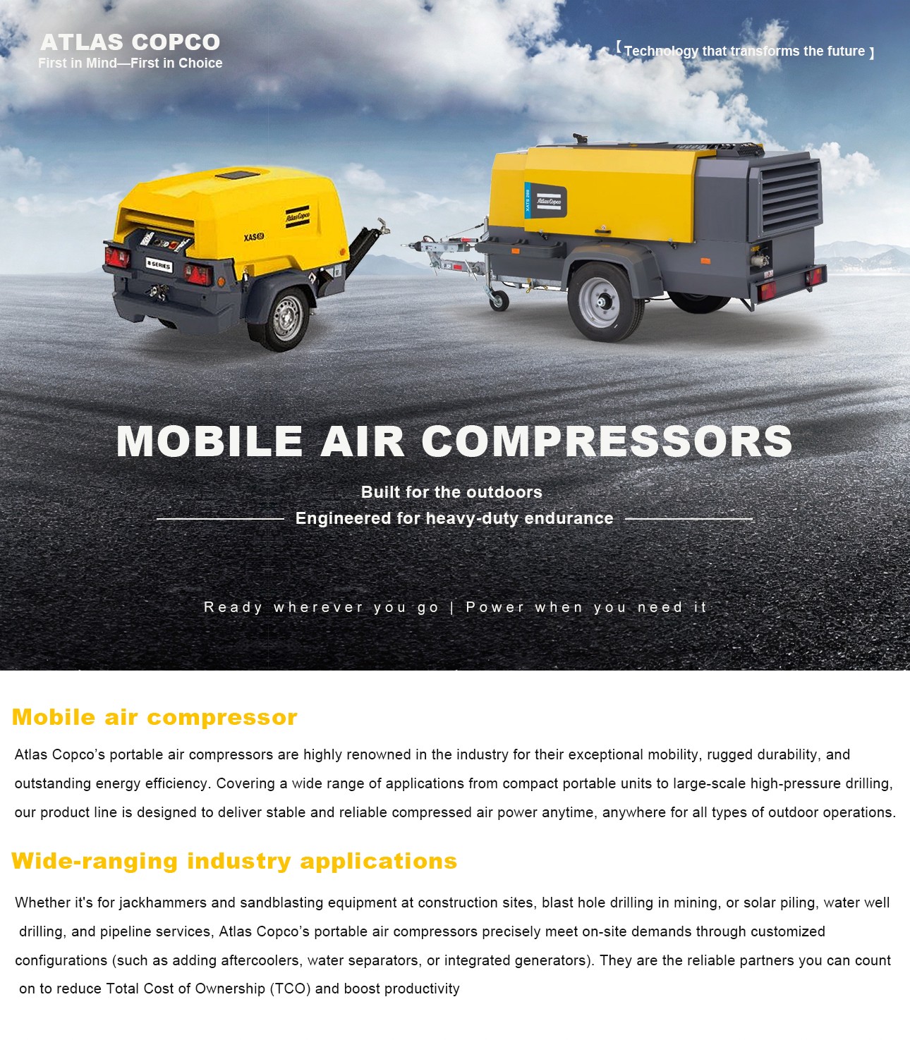 Atlascopco Xahs38 12bar 175psi Multifunctional Both of Air and Power Engine Air Compressor atlas详情页_01