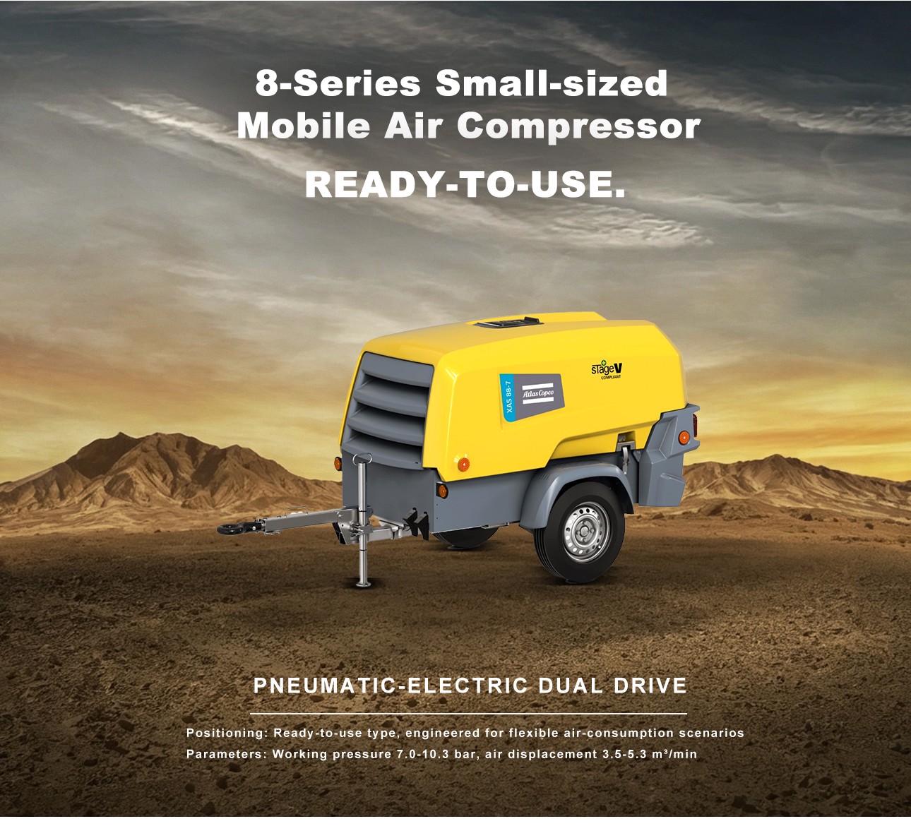 Atlascopco Xahs38 12bar 175psi Multifunctional Both of Air and Power Engine Air Compressor atlas详情页_02