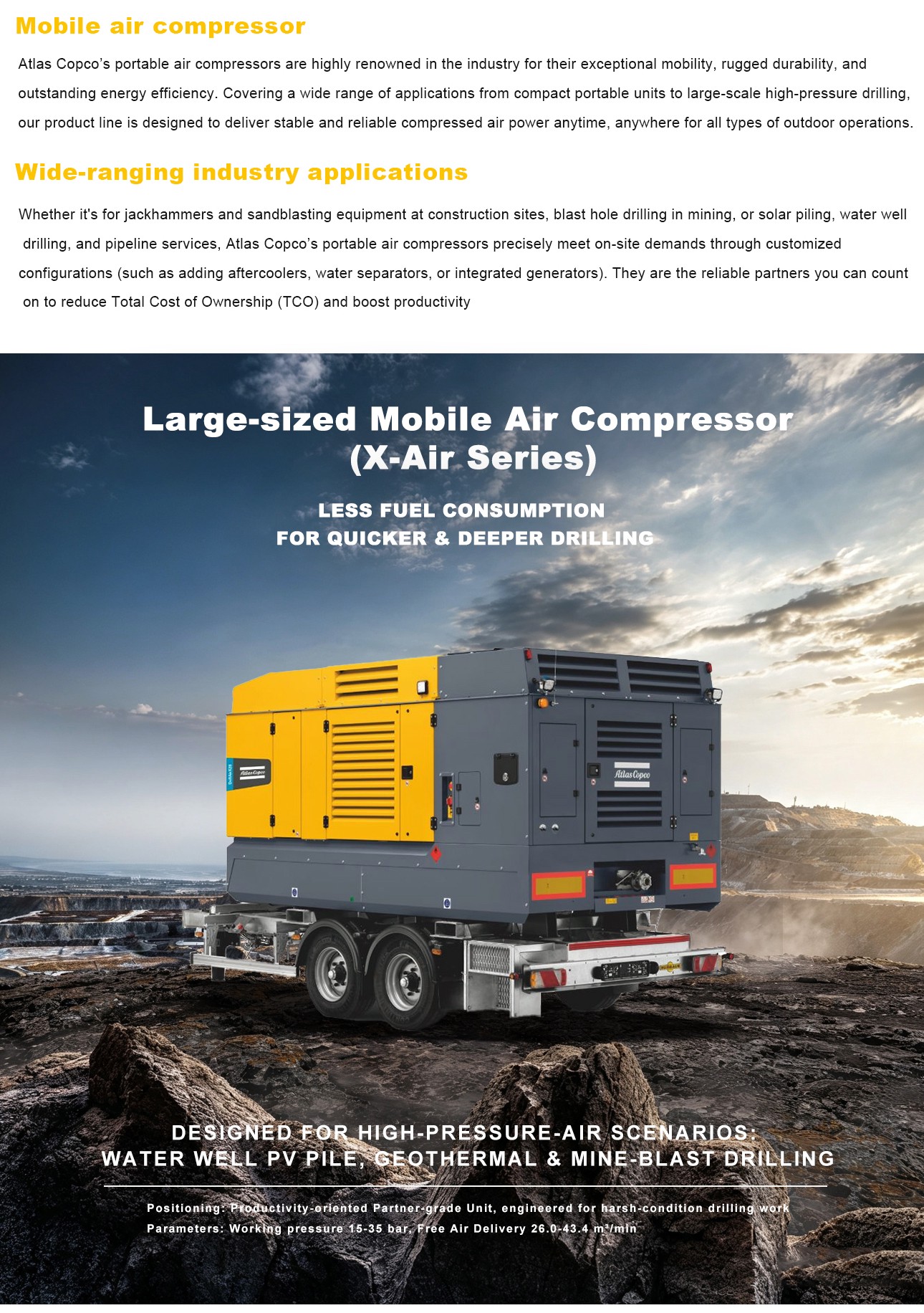Atlascopco Xahs38 12bar 175psi Multifunctional Both of Air and Power Engine Air Compressor atlas详情页_06