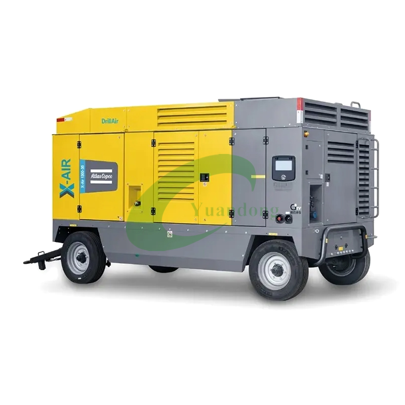 Atlas Copco Diesel Wheel-Mounted Screw Air Compressor Mobile Unit for Water Well Drilling