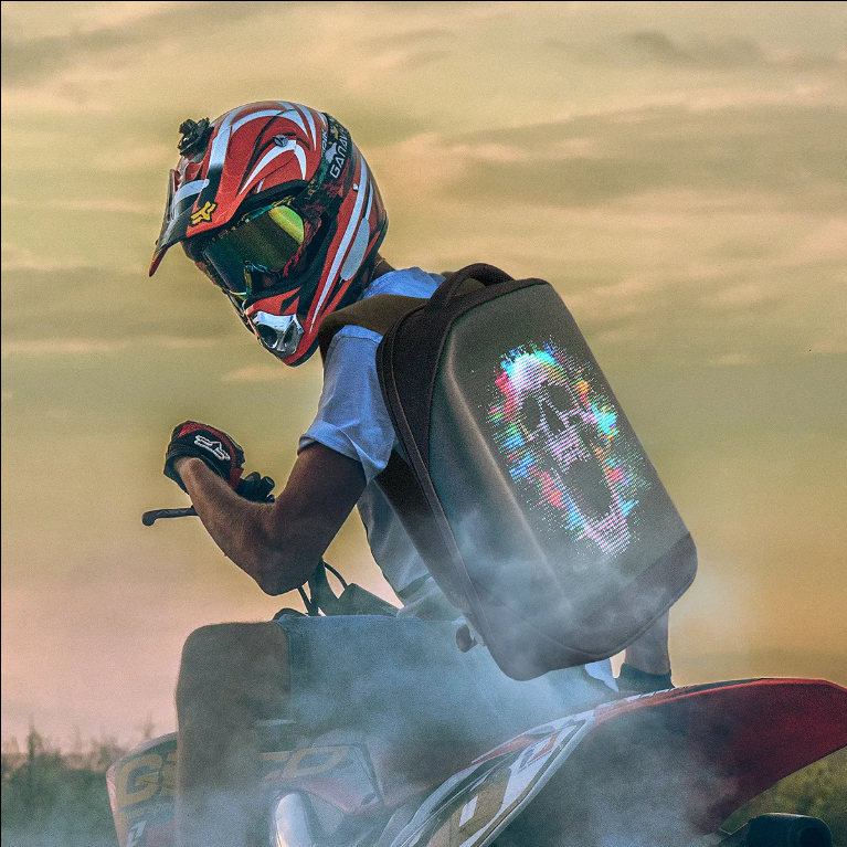 Customized DIY dynamic display human walking advertising waterproof backpack LED full color screen smart backpack