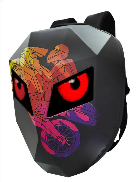  DIY Pattern Case Helmet Iron Man Motorcycle Rider Backpack with LED Waterproof Leather Belt Bag