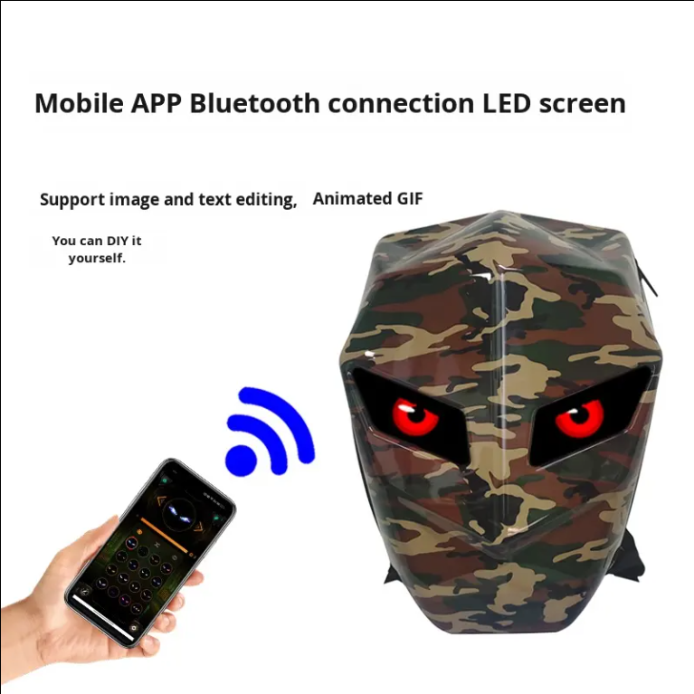 Rider Male and Female LED Backpack Luminous Sharing Eyes Full Helmet Bag Motorcycle Riding Bluetooth DIY Shoulder Strap