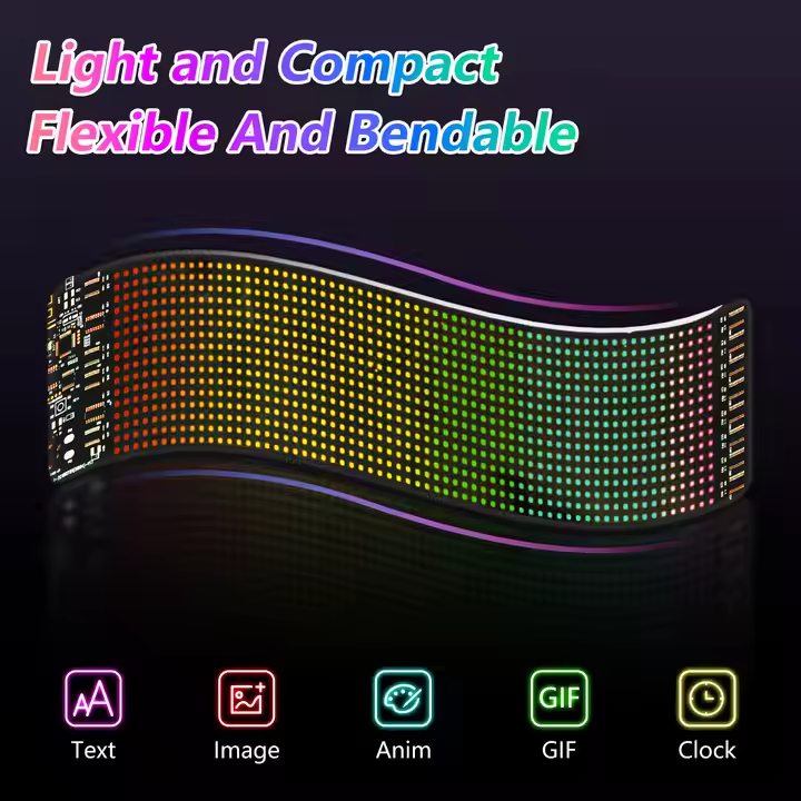 LED Logo Pixel Panel Night Light Flexible LED Display Car LED Matrix Panel DIY Programmable Scroll