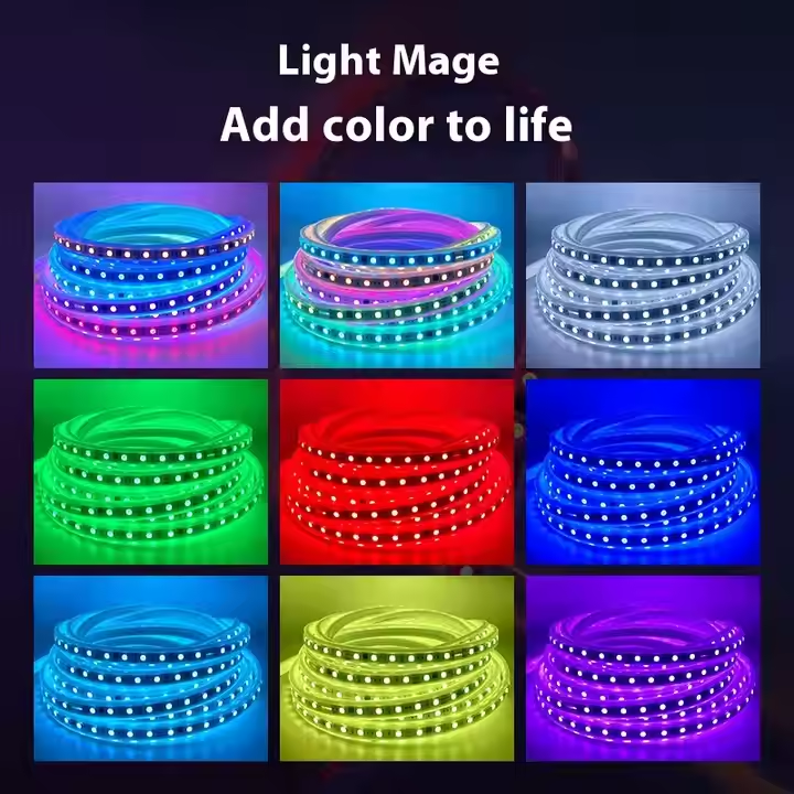 24v coated light strip 5050 colorful outdoor waterproof light emitting diode programmable seven-color running flow light 1m project