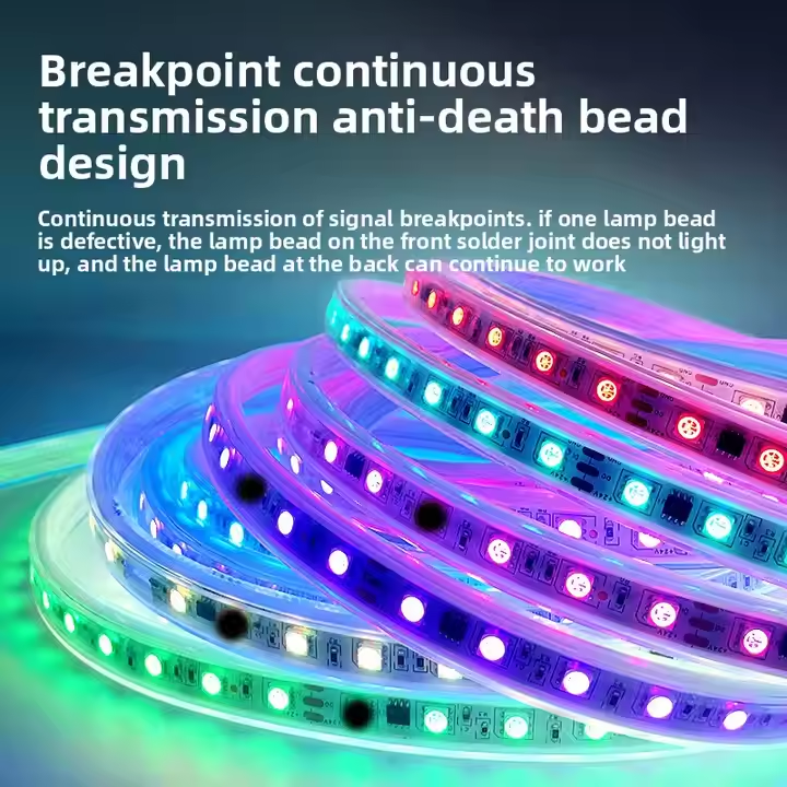 24v coated light strip 5050 colorful outdoor waterproof light emitting diode programmable seven-color running flow light 1m project