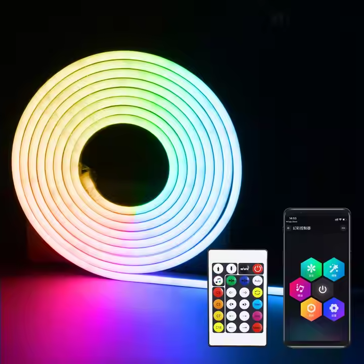 Cross-border foreign trade RGB LED full-color silicone light strip Bluetooth atmospheric application remote control smart strip light