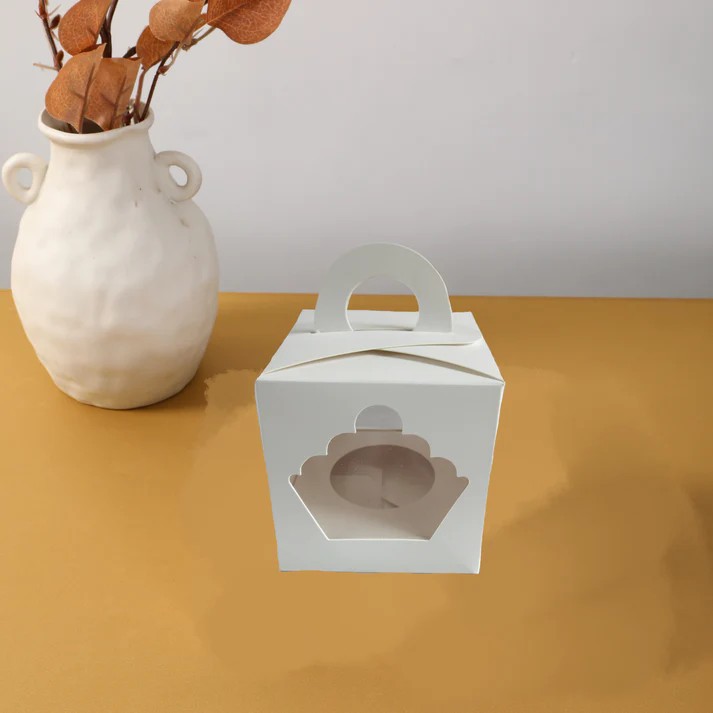 1 hole cupcake box with 2 windows+ handle