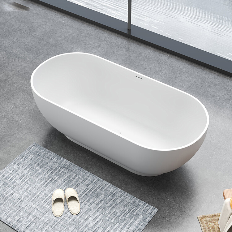 Pensen Artificial Stone Acrylic Solid Surface Freestanding Oval Bathtub Artificial Stone Bathroom Bathtub