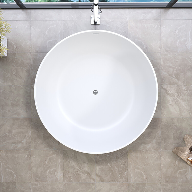 Large Oval Shaped Artificial Stone Soaker Bathtub Hotel Application Floor Stand Bath Tub with Drainer Hot Tub Type
