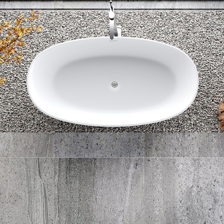 Composite Material Artificial Stone Bathtub Solid Surface Cast Stone Matt White Freestanding Soaking Hammock Bathtub
