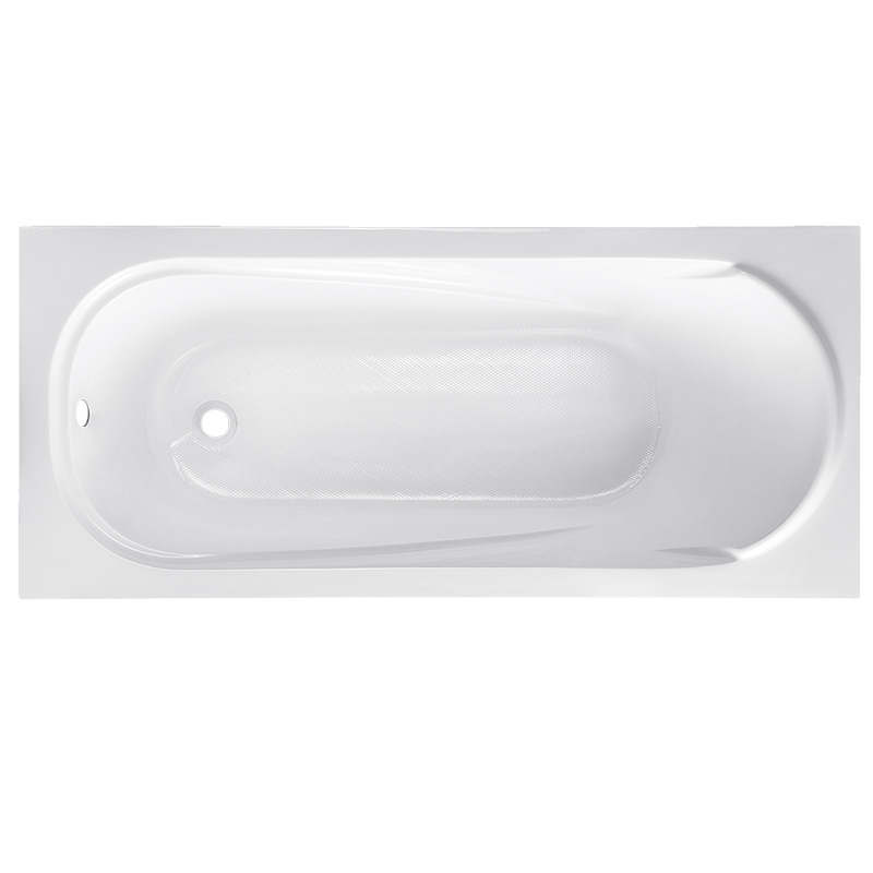   White Acrylic Tub Simple Traditional Design with Modern Style Rectangular Embedded Indoor Built-In Bathtub for Soaking