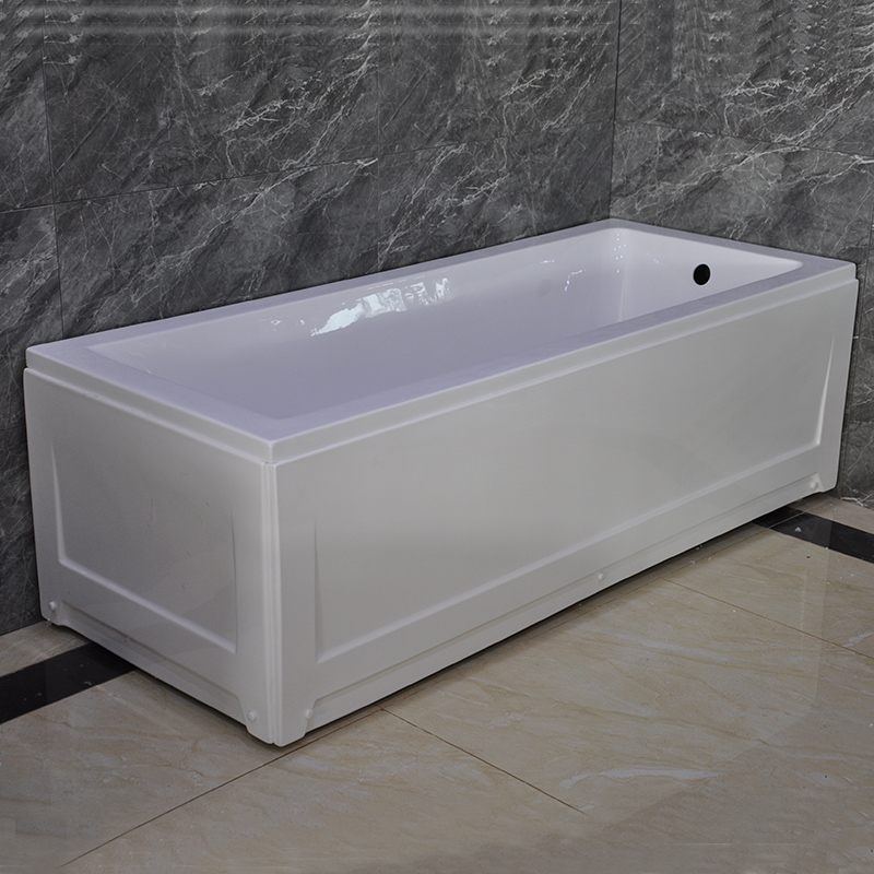 North American Acrylic Freestanding Rectangular Bathtub Apron White One Front Skirt Tubs Portable for Hotels