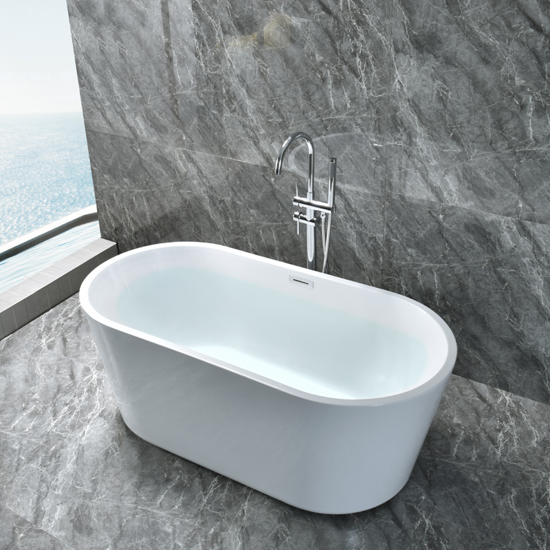 Modern Hotel Adult Soaking Bath Tub Oval Freestanding Acrylic Bathtub for Bathroom Shower Room