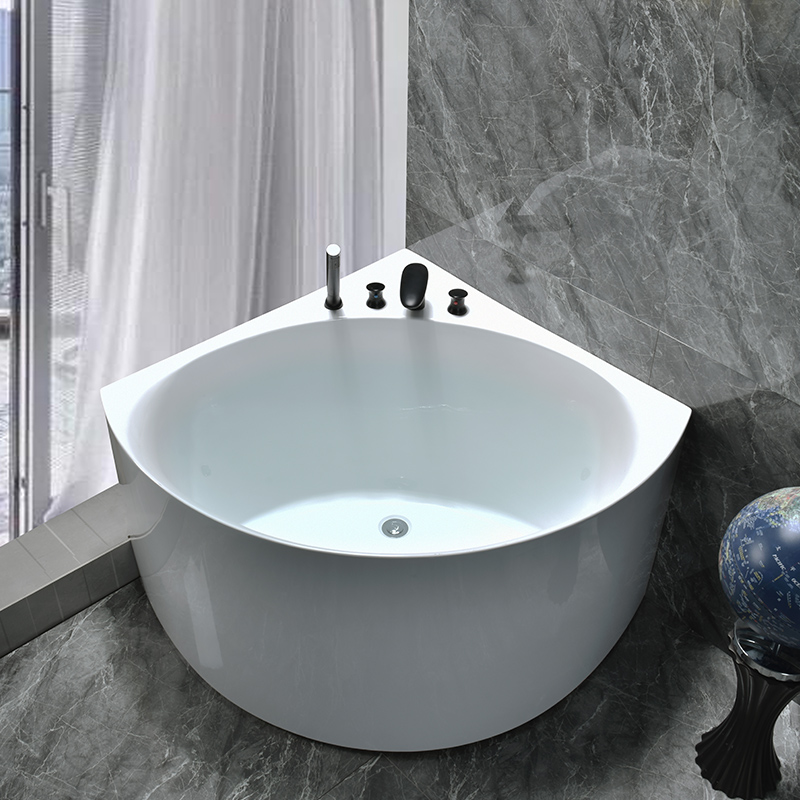 Modern Shaped Backrest Solid Surface Bath Tub Freestanding Acrylic Bathtub