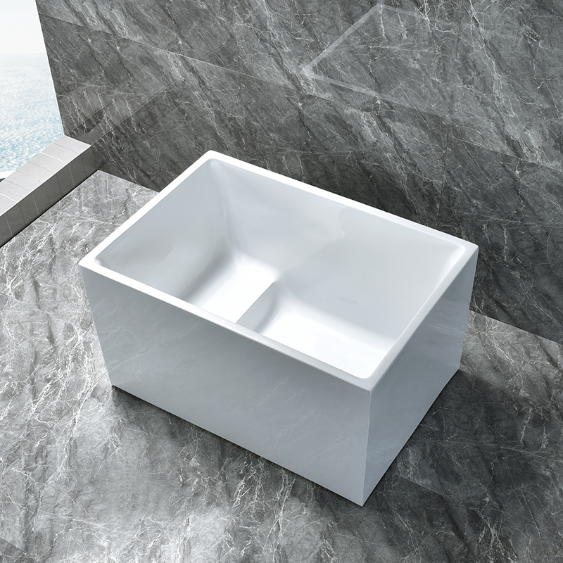  Luxury Modern Simple Soaking Acrylic Free-Standing Rectangular Adult White Bathroom Bathtub
