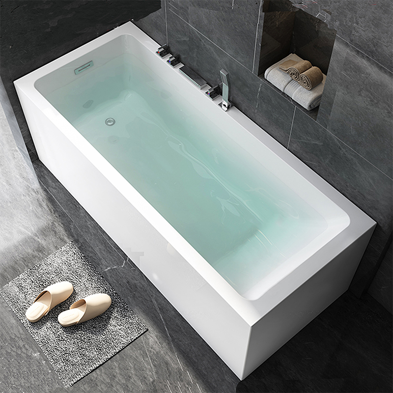 White Modern Bath Tub Bathroom Freestanding Acrylic Deep Soaking Rectangle Bathtub