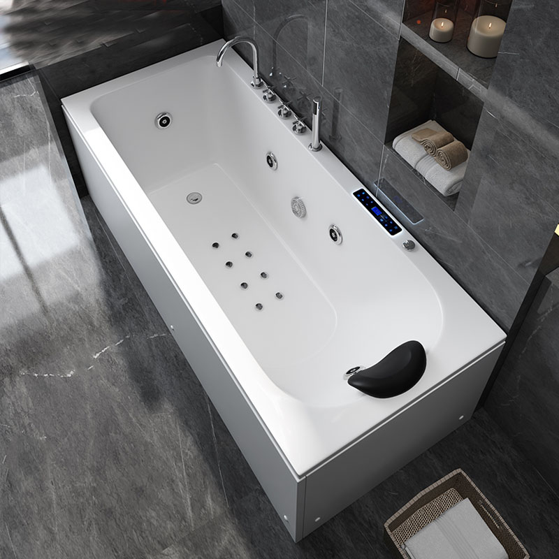Modern Bathroom Whirlpool Air Jet Bath Tub Apron  Acrylic SPA Massage Bathtub With Shower Faucet White