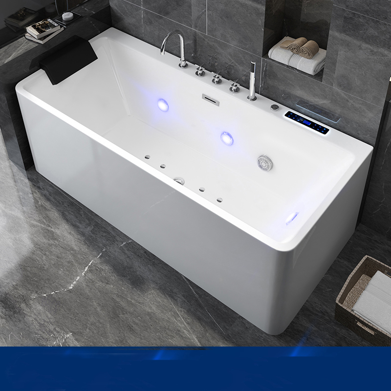 Acrylic Led Single Soaking Freestanding Bathtubs Massage Whirlpool Bathtub With Big Luxury Waterfall