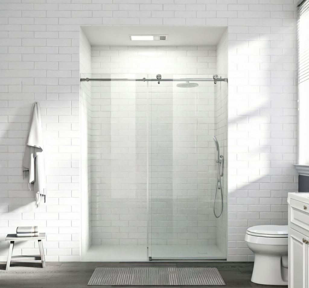 High Quality Single Sliding Glass Shower Door Stainless Steel Frameless Shower Enclosure High Quality Single Sliding Glass Shower Door Stainless Steel Frameless Shower Enclosure
