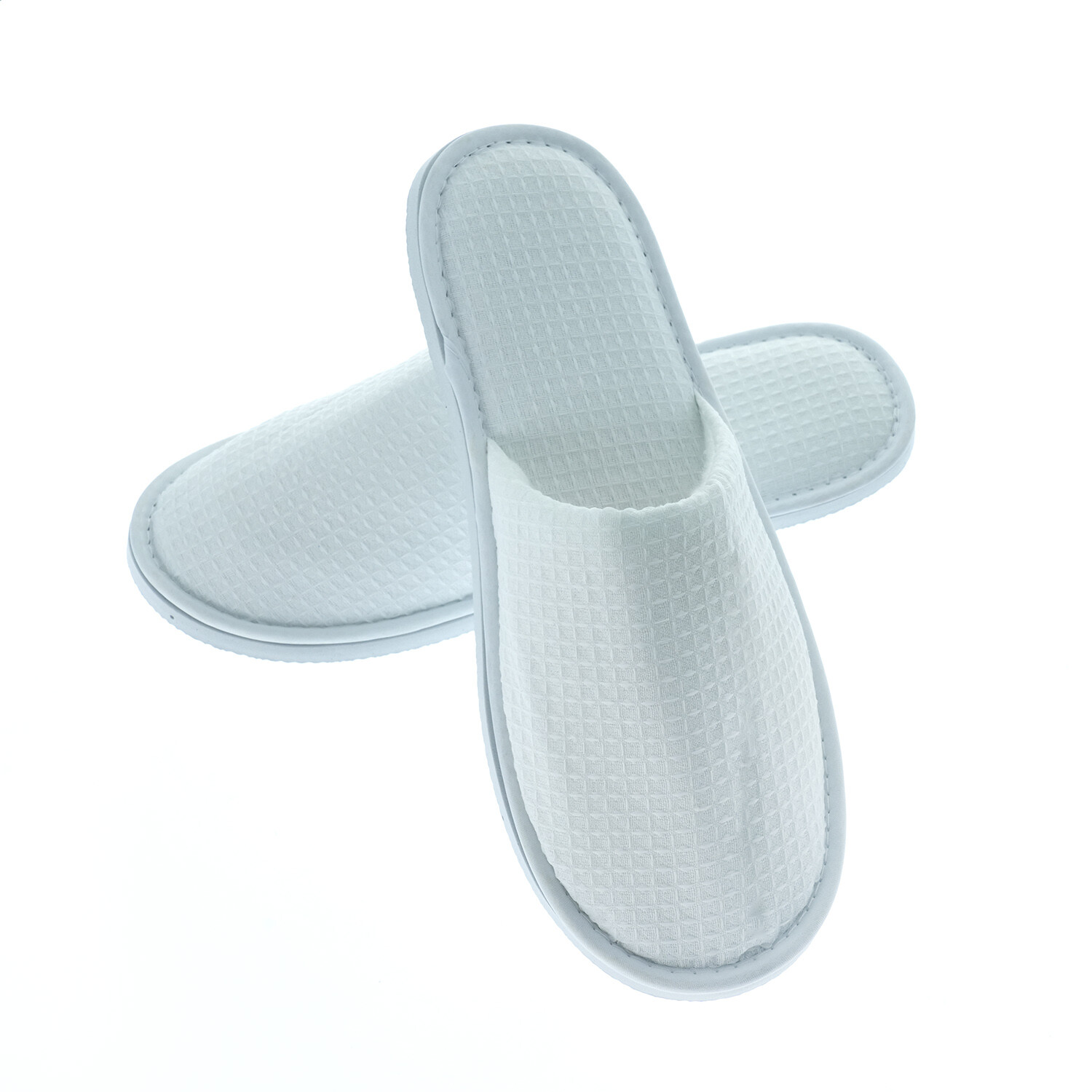 Waffle-Knit Cotton Slippers