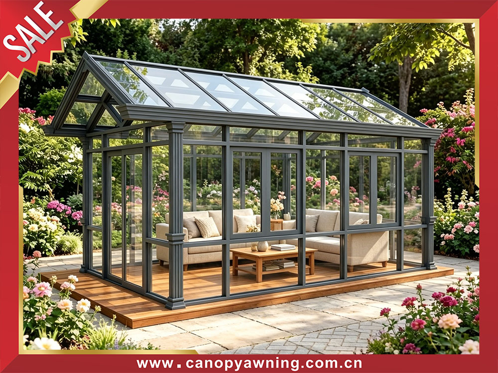 outdoor backyard aluminium glass sunroom sunhouse shed cabin enclousure for sale