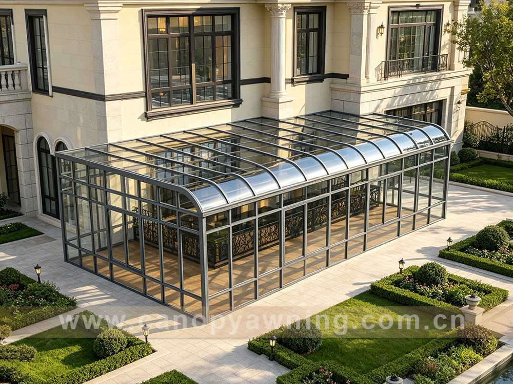 Outdoor villa backyard aluminium glass sunroom sunhouse shed cabin enclousure
