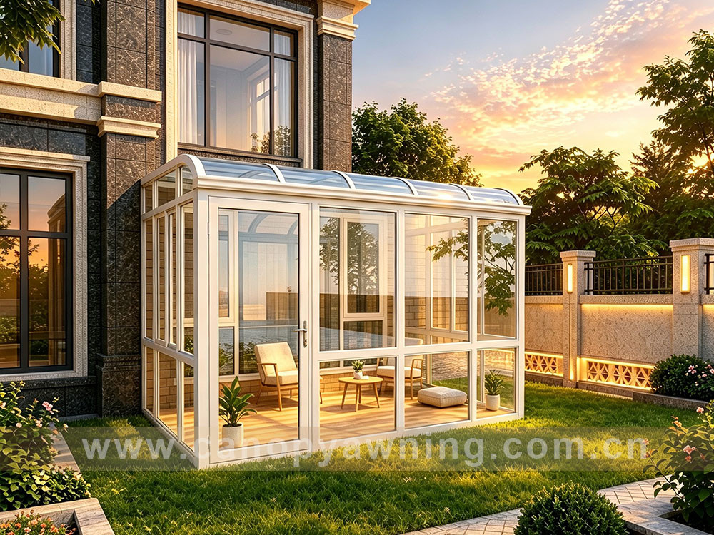 Outdoor villa backyard aluminium glass sunroom sunhouse shed cabin enclousure