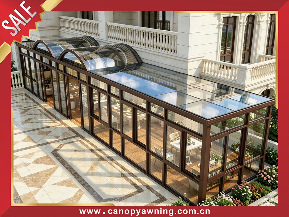 Outdoor villa backyard aluminium glass sunroom sunhouse shed cabin enclousure