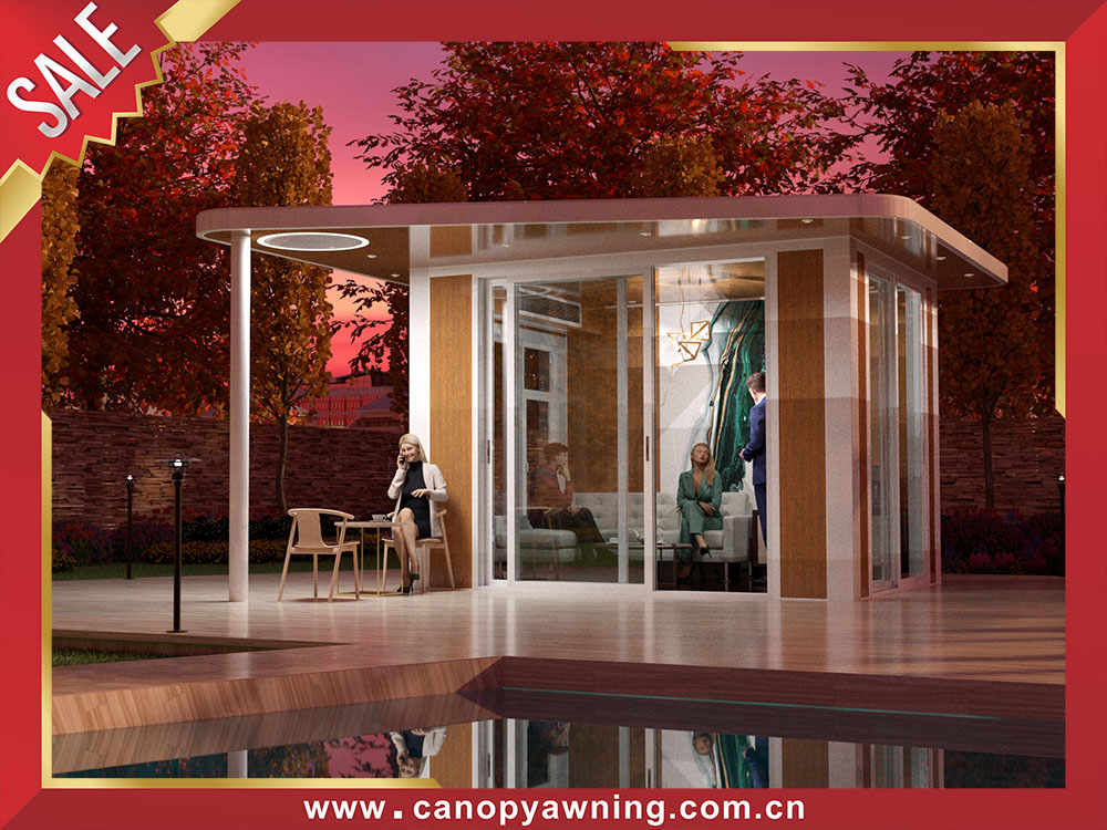 Modern outdoor backyard aluminum pavilion gazebo enclosure cabin shed tiny house shelter for sale