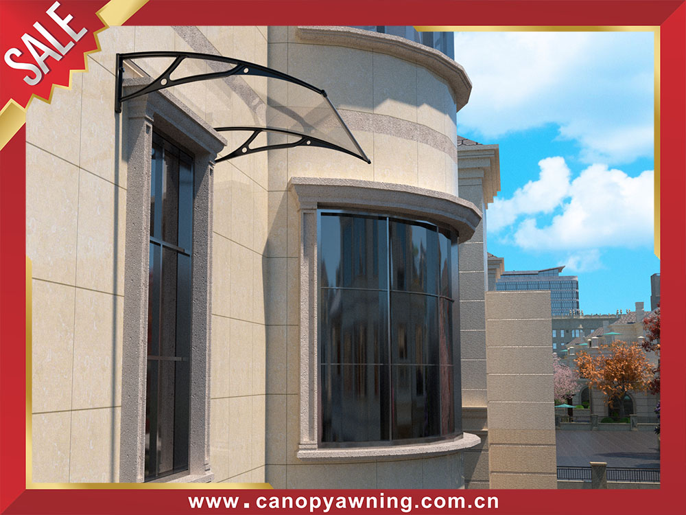 Window door Polycarbonate awning canopy shelter with aluminum bracket suppor arm