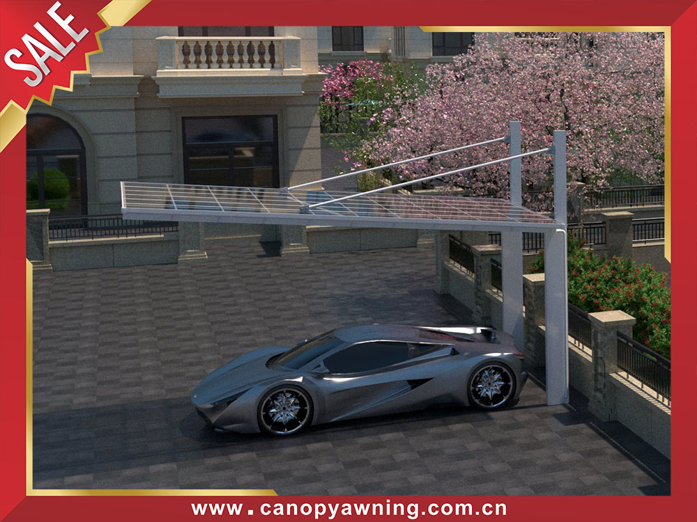 Outdoor backyard cantilevered brace hanging aluminum carport parking single car canopy shelter for sale