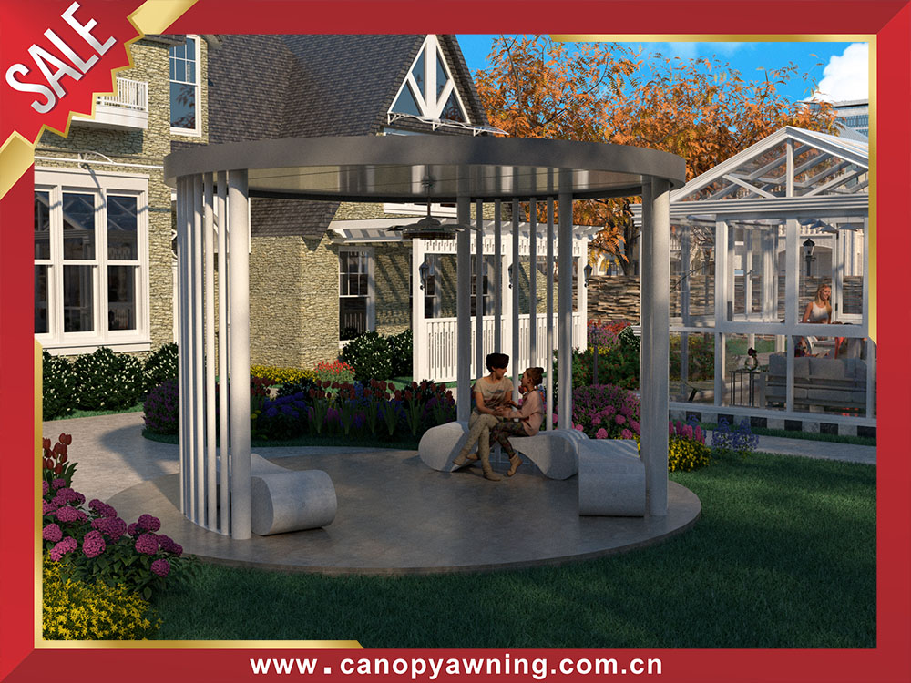 Outdoor backyard aluminum pavilion gazebo canopy shelter with rounded roof for sale