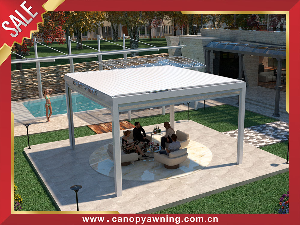 Outdoor backyard aluminum louvered shutter pergola for sale