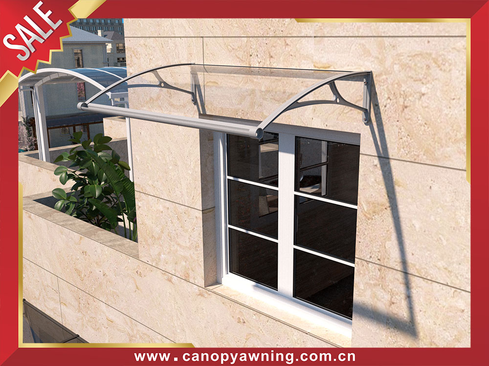 Excellent Window door Polycarbonate awning canopy shelter with aluminum bracket support arm with gutter water channel