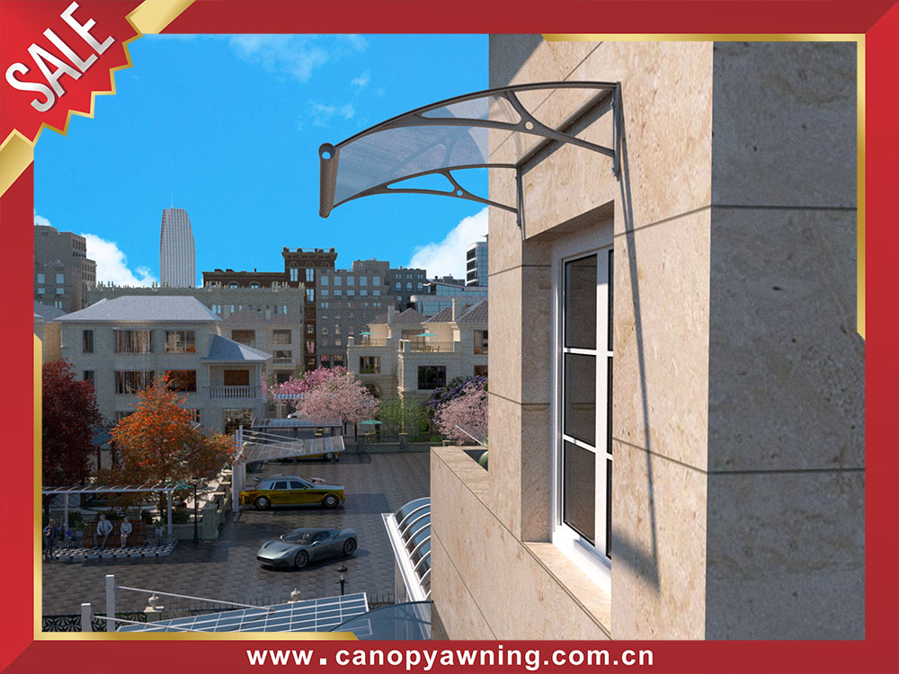 Excellent Window door Polycarbonate awning canopy shelter with aluminum bracket support arm with gutter water channel