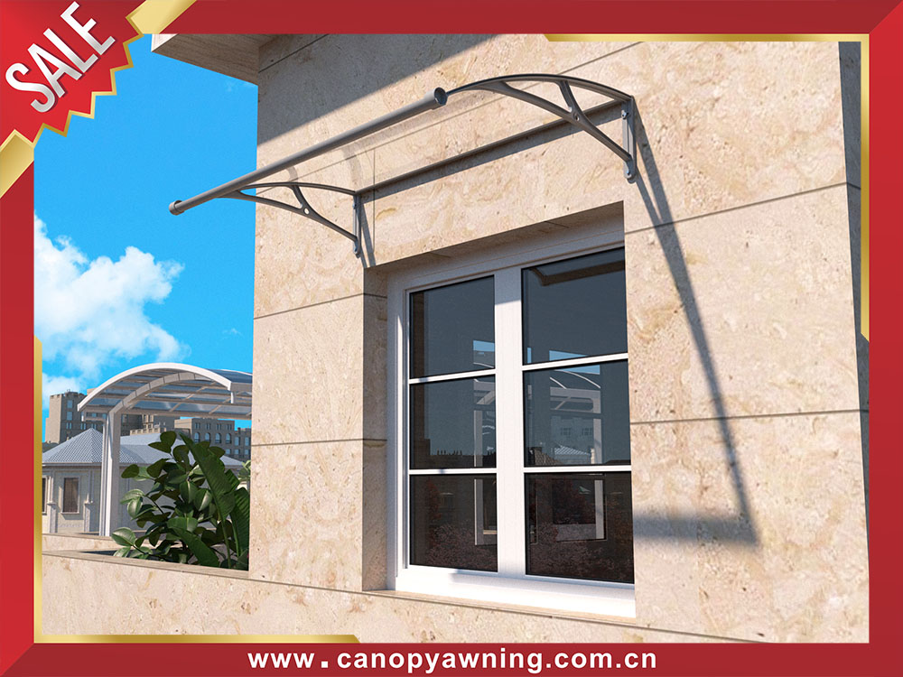 House window door Polycarbonate DIY awning canopy shelter with aluminum bracket support arm with gutter water channel