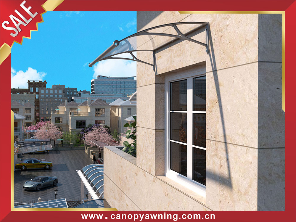 House window door Polycarbonate DIY awning canopy shelter with aluminum bracket support arm with gutter water channel
