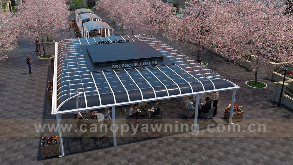 outdoor polycarbonate aluminum shelter canopy for canteen