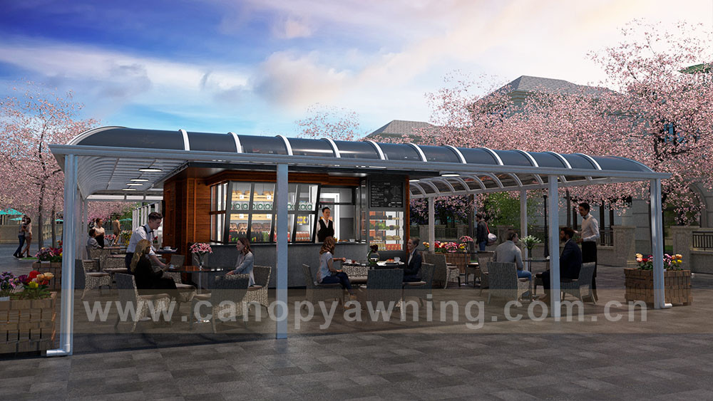 outdoor polycarbonate aluminum shelter canopy for the coffee shop