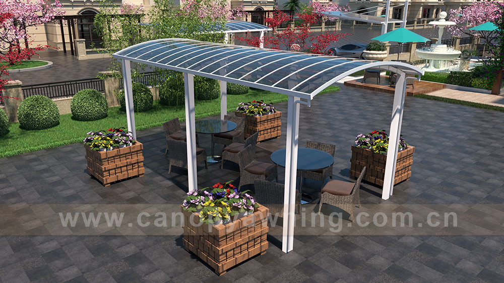 outdoor backyard polycarbonate aluminum shelter canopy for canteen