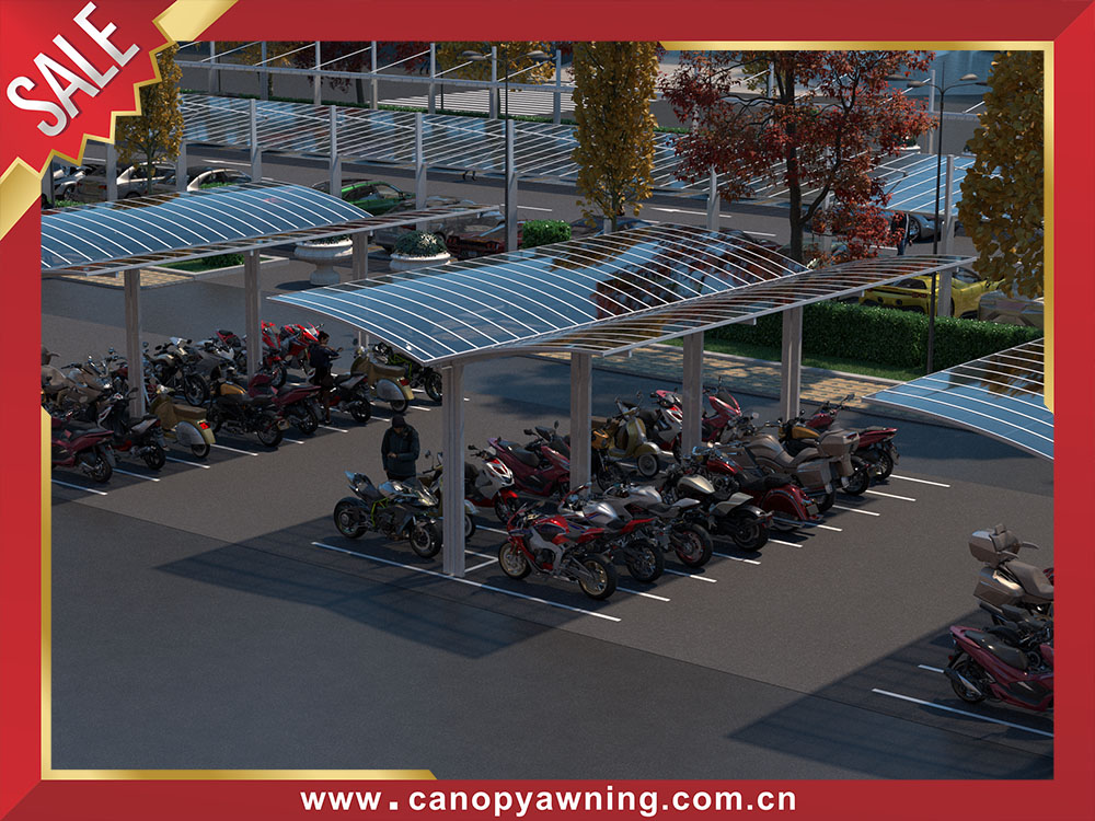 Outdoor public aluminum polycarbonate park motorcycle bicycle bike canopy awning shelter for the shopping mall Outdoor public aluminum polycarbonate park motorcycle bicycle bike canopy awning shelter for the shopping mall