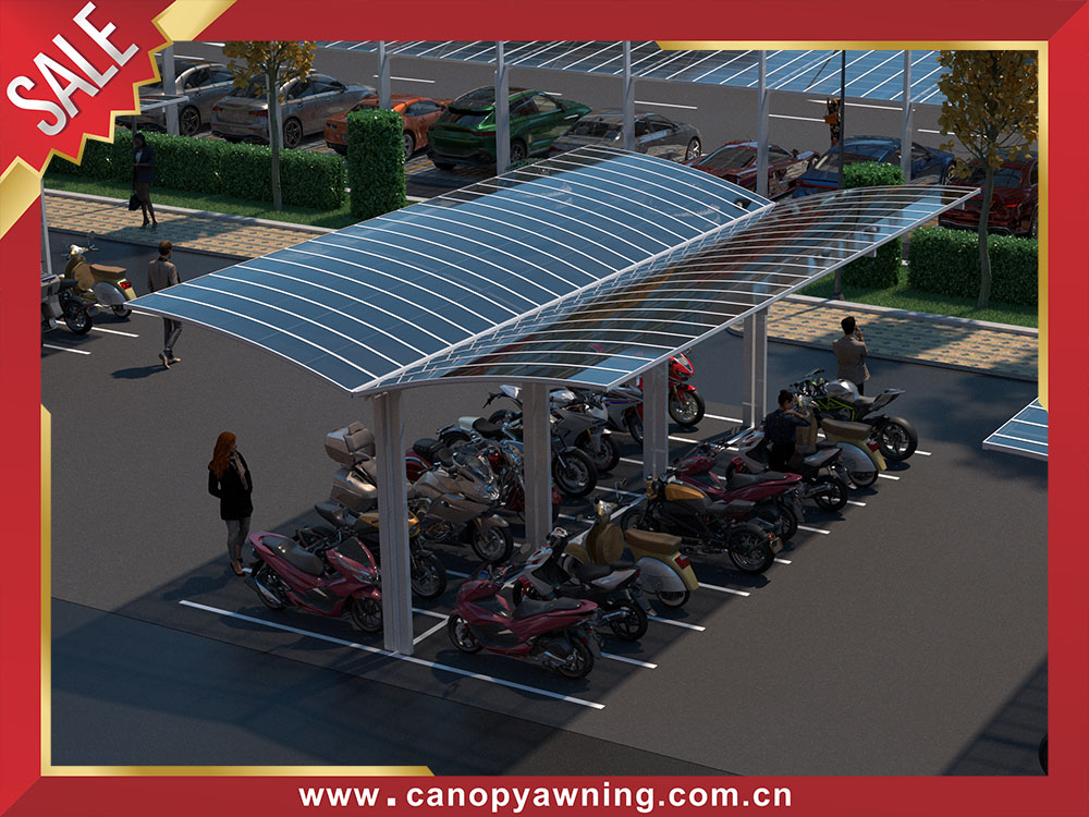 Outdoor public aluminum polycarbonate parking motorcycle bicycle bike canopy shelter for the projects