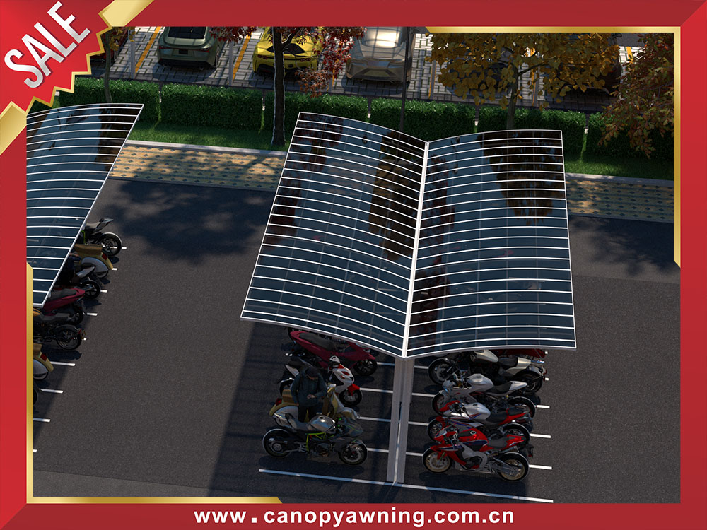 Outdoor public aluminum polycarbonate parking motorcycle bicycle bike canopy shelter for the projects