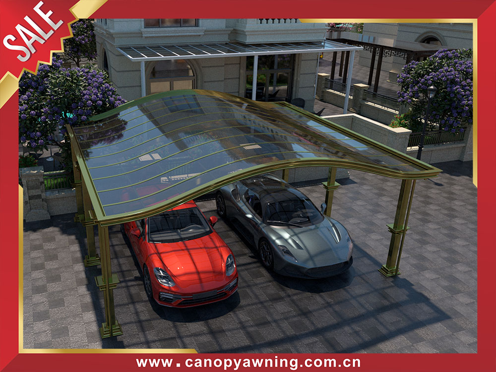Outdoor backyard luxury carport parking cars canopy shelter with aluminum framework and polycarbonate sheet for sales