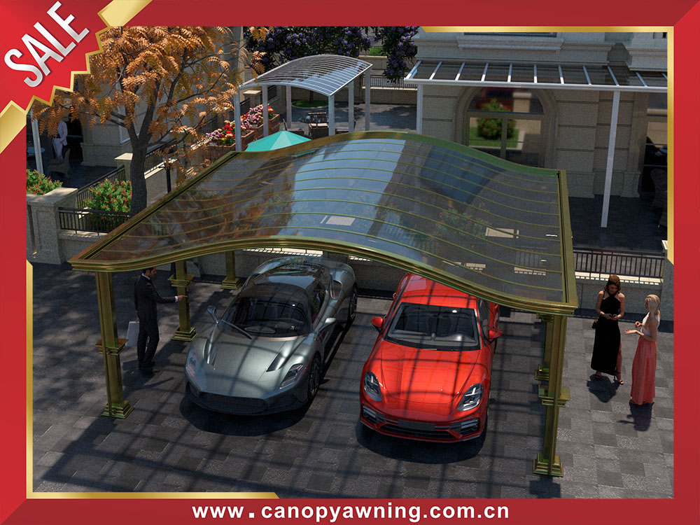 Outdoor backyard luxury carport parking cars canopy shelter with aluminum framework and polycarbonate sheet for sales