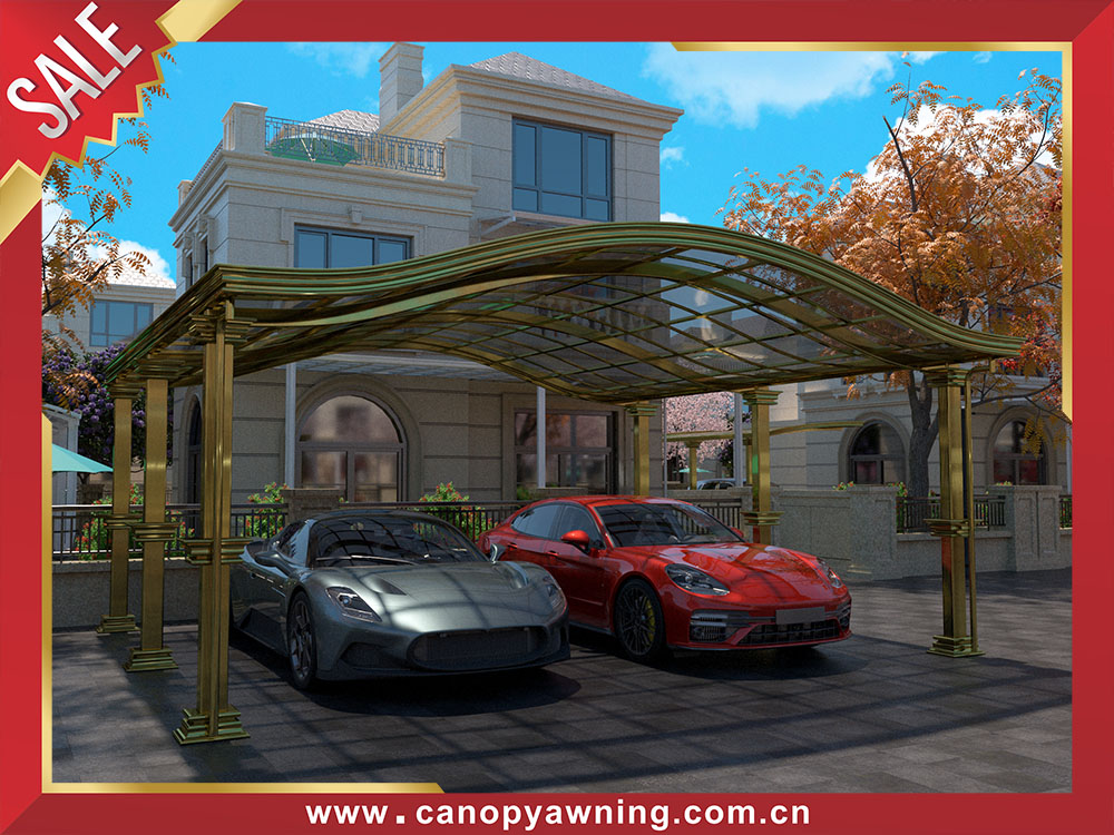 Outdoor backyard luxury carport parking cars canopy shelter with aluminum framework and polycarbonate sheet for sales