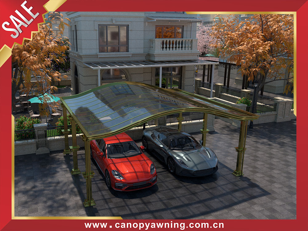 Outdoor backyard luxury carport parking cars canopy shelter with aluminum framework and polycarbonate sheet for sales